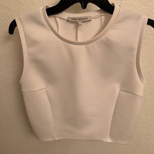 Foreign Exchange White Structured Crop Tank